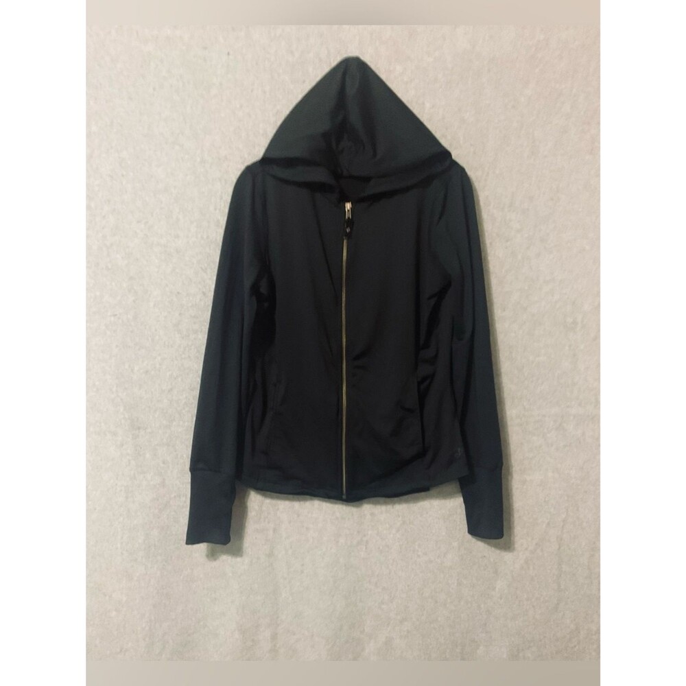 Satva Black Hooded Zip-Up Jacket Sz M